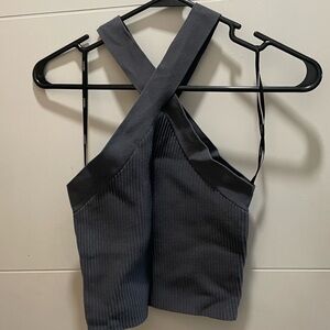 Chic Cross-Back Gray Top